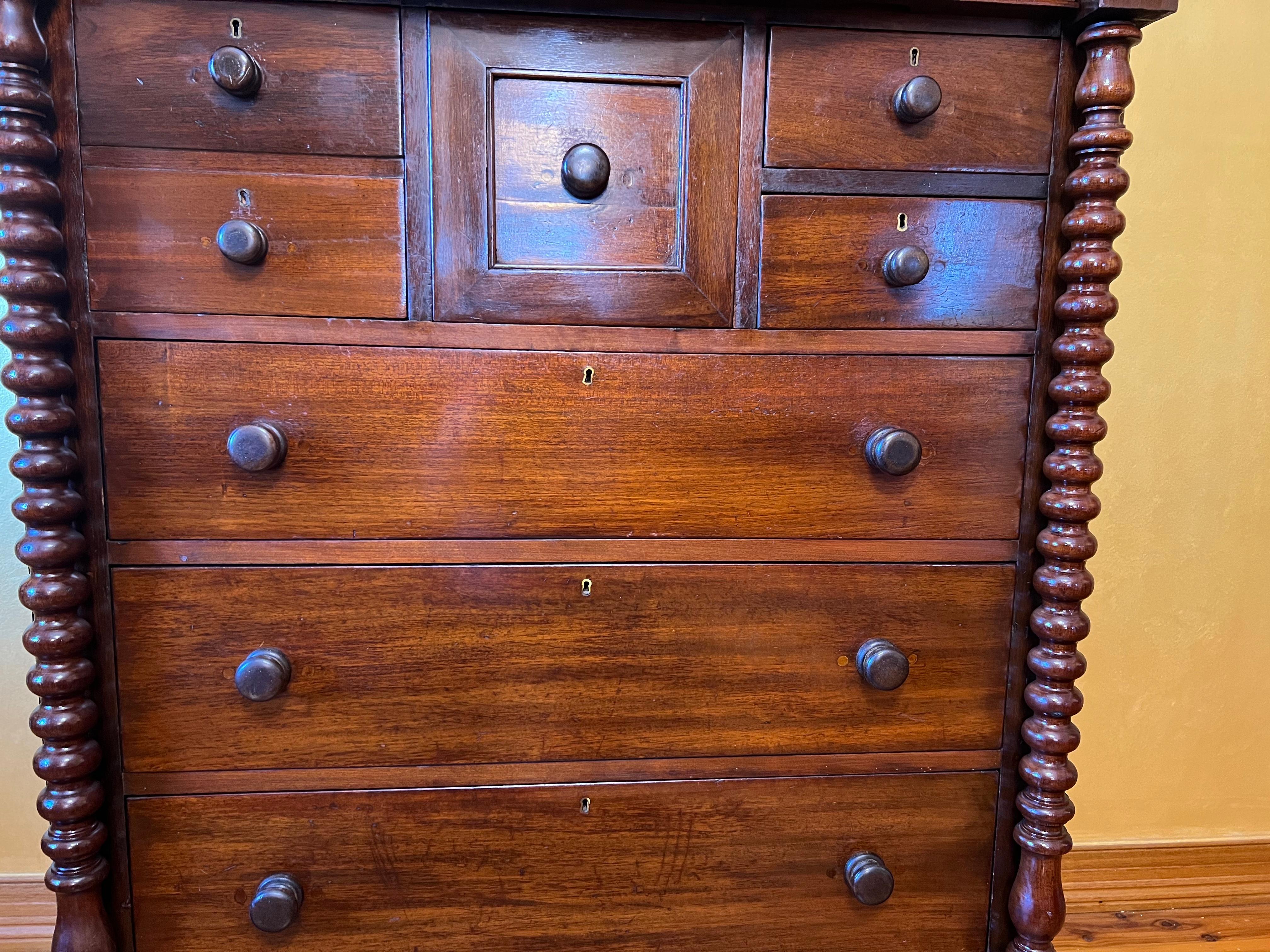 19th Century Antique Cedar 1860 Tall Chest of Drawers For Sale