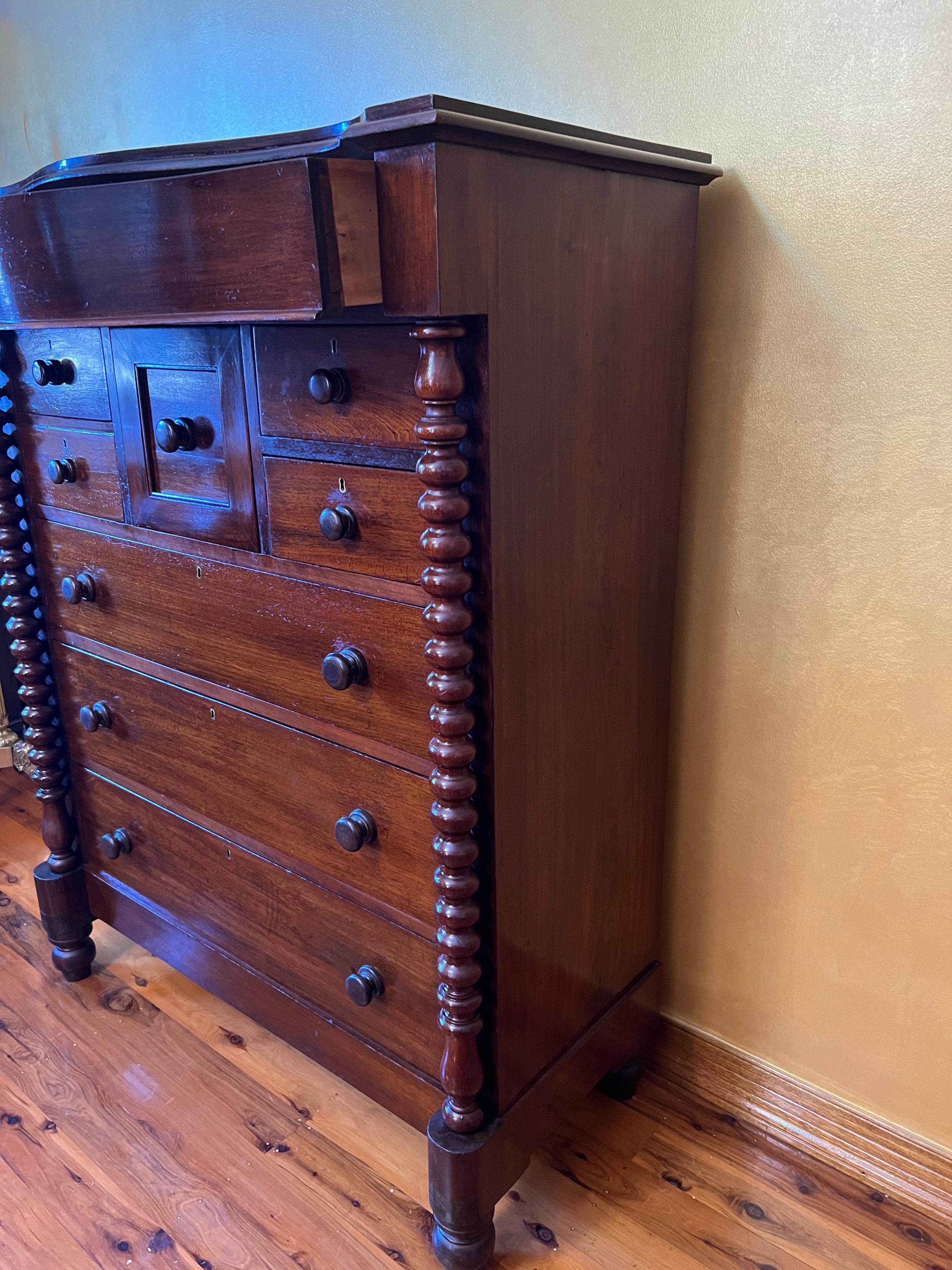 Antique Cedar 1860 Tall Chest of Drawers For Sale 1