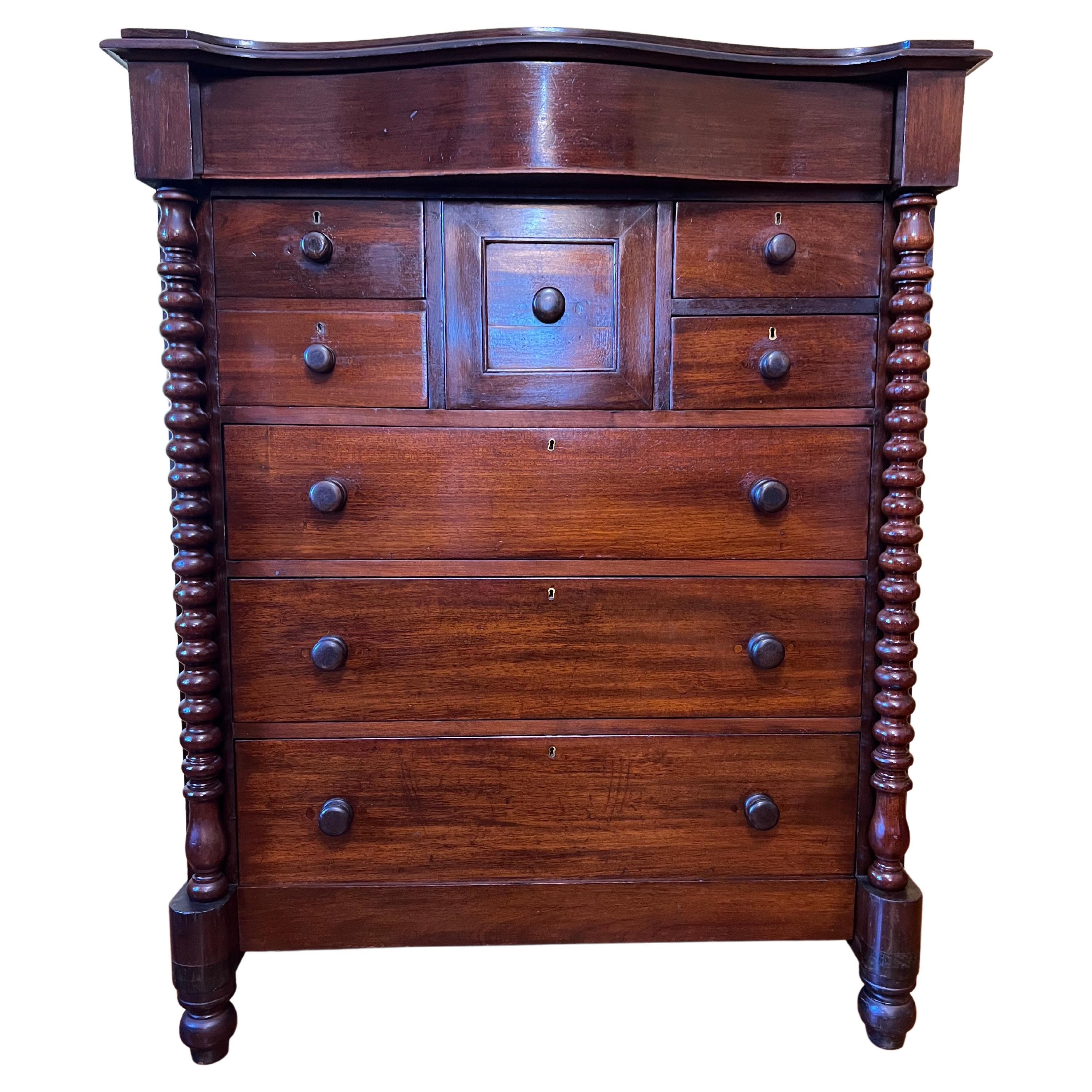 Antique Cedar 1860 Tall Chest of Drawers