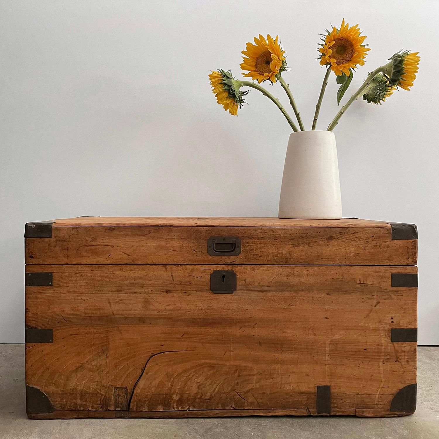 Antique cedar wood storage bench chest
We can’t say enough nice things about this piece 
Beautiful wood grain with natural oil & wax finish 
Newly reconditioned
Splitting to the wood but structurally sound
Looks and smells wonderful 
This chest