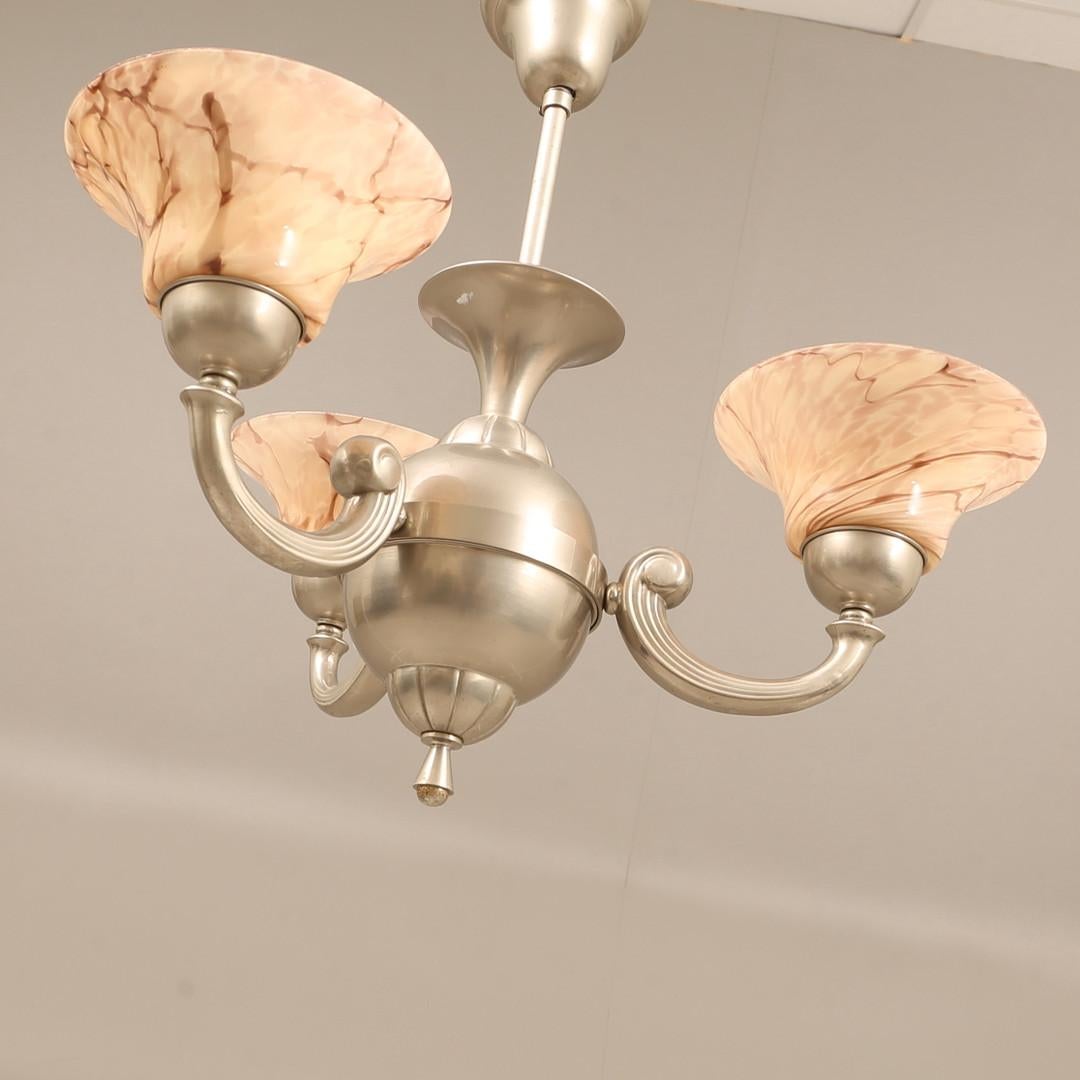 Poli Lampe à suspension antique CEILING LAMP en argent Hollywood Regency chandelier rose tasses en vente
