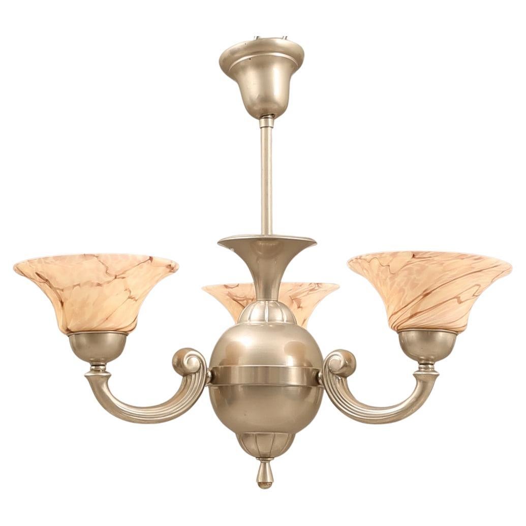 Lampe à suspension antique CEILING LAMP en argent Hollywood Regency chandelier rose tasses en vente