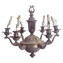 Plafonnier ancien à six bras en métal