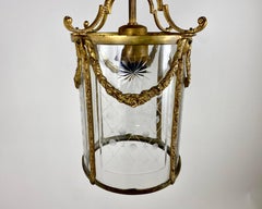 Antiker Deckenlaterne-Kronleuchter aus Glas und Bronze, Frankreich 1920er Jahre