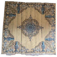 Antique Ceiling on Lacquered and Painted Wooden Boards, Early 18th Century Italy