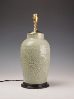 Antique Celadon Porcelain Table Lamp - Elegance in Lighting