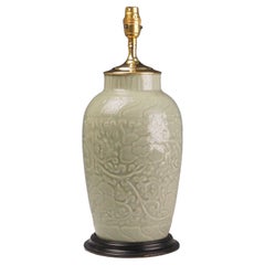 Antique Celadon Porcelain Table Lamp - Elegance in Lighting