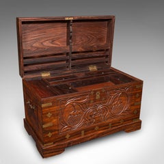 Antique Celebration Chest, Indian, Teak, Brass, Trunk, Coffee Table, Victorian