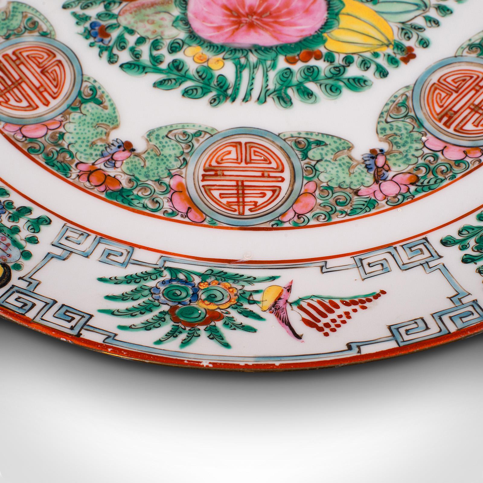 19th Century Antique Celebration Plate, Chinese, Ceramic, Decorative Charger, Victorian, Qing For Sale