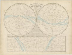 Antiguo Mapa Estelar Celeste - Hemisferios Norte y Sur, 1860