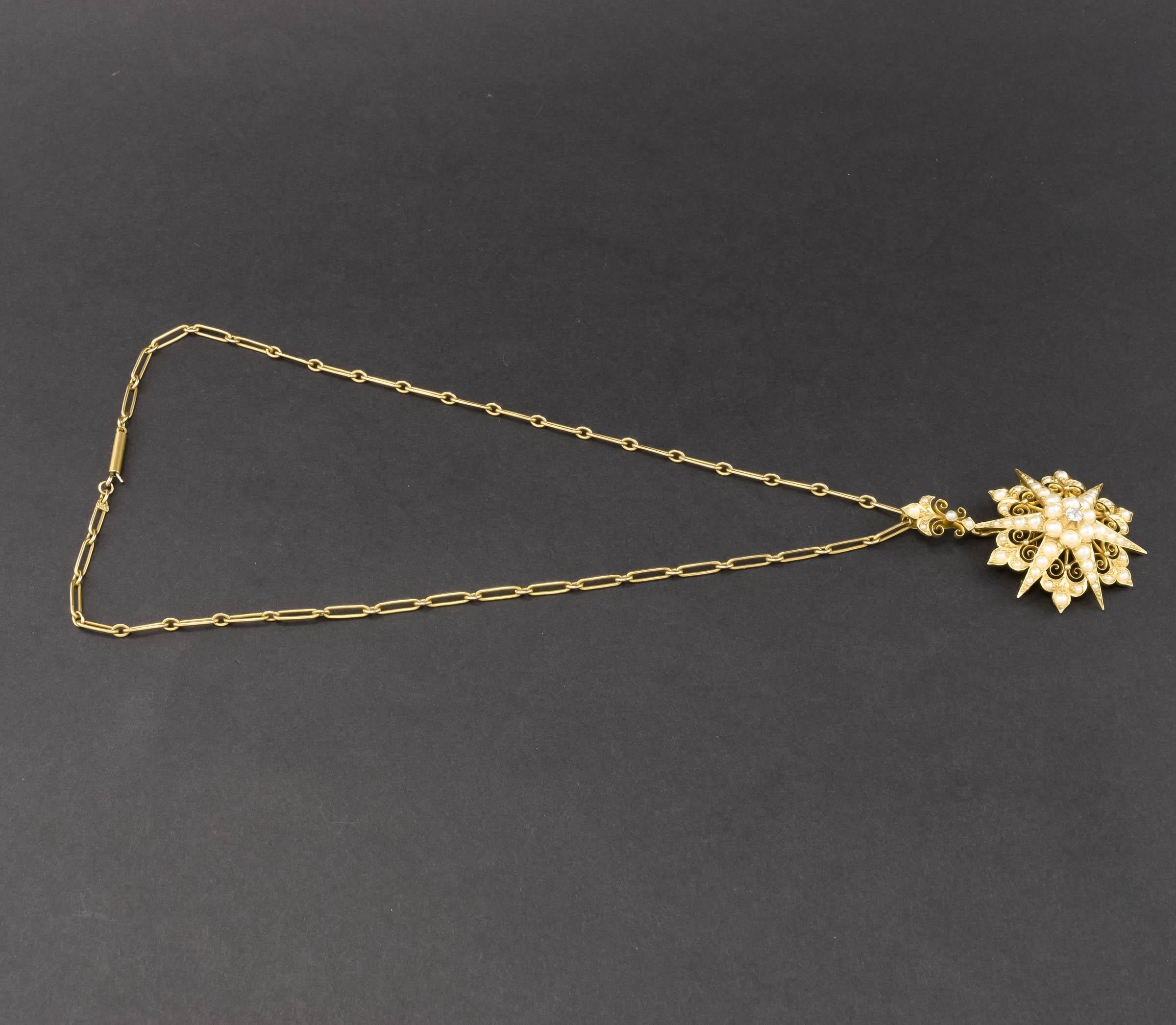 Antiker Celestial Star Anhänger - Brosche Halskette in passendem Etui mit Sternanhänger im Angebot 7