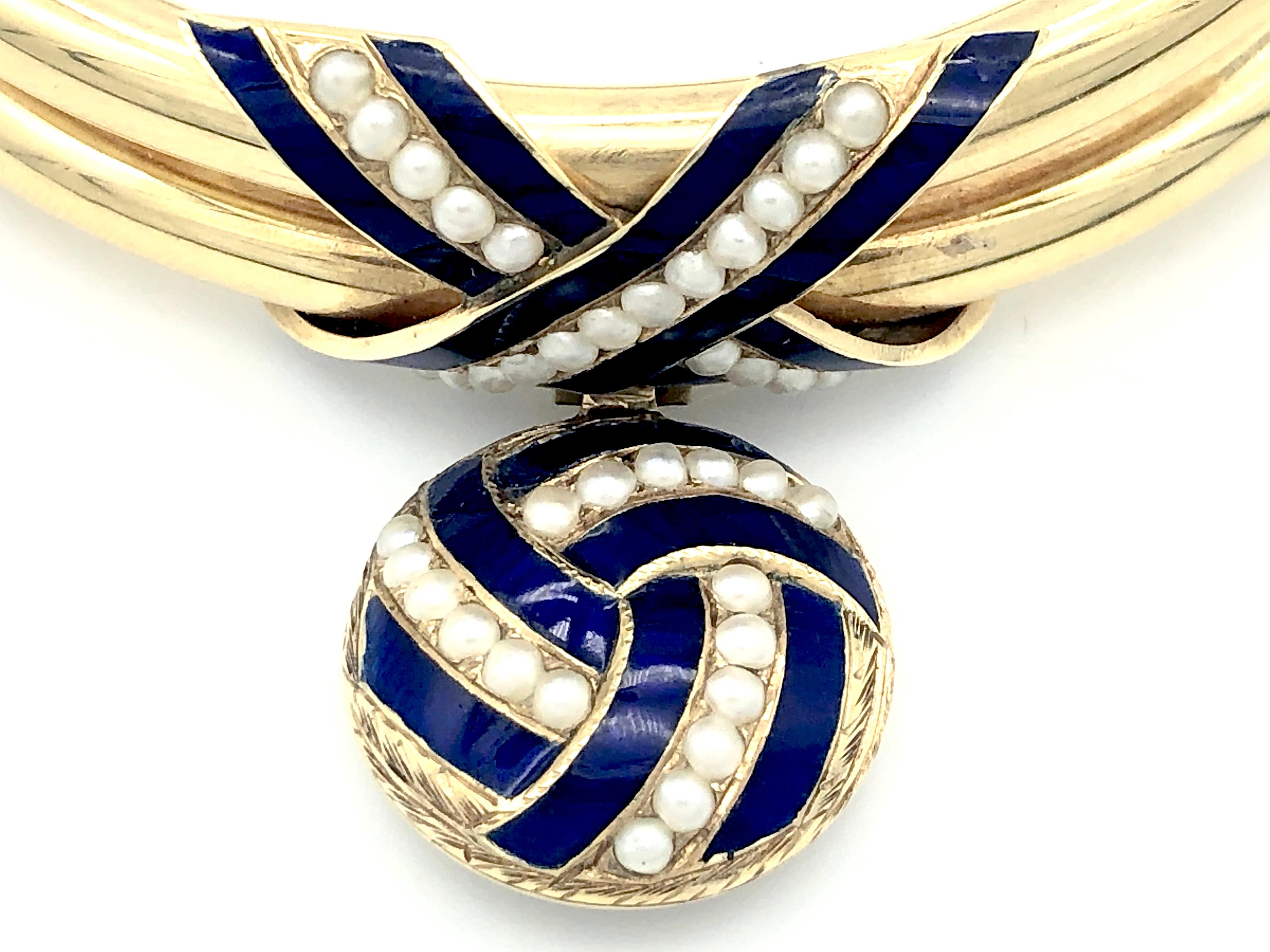 Bracelet ancien en or 15 carats avec pendentif en forme de nœud d'éternité celtique et perles d'Orient en vente 2