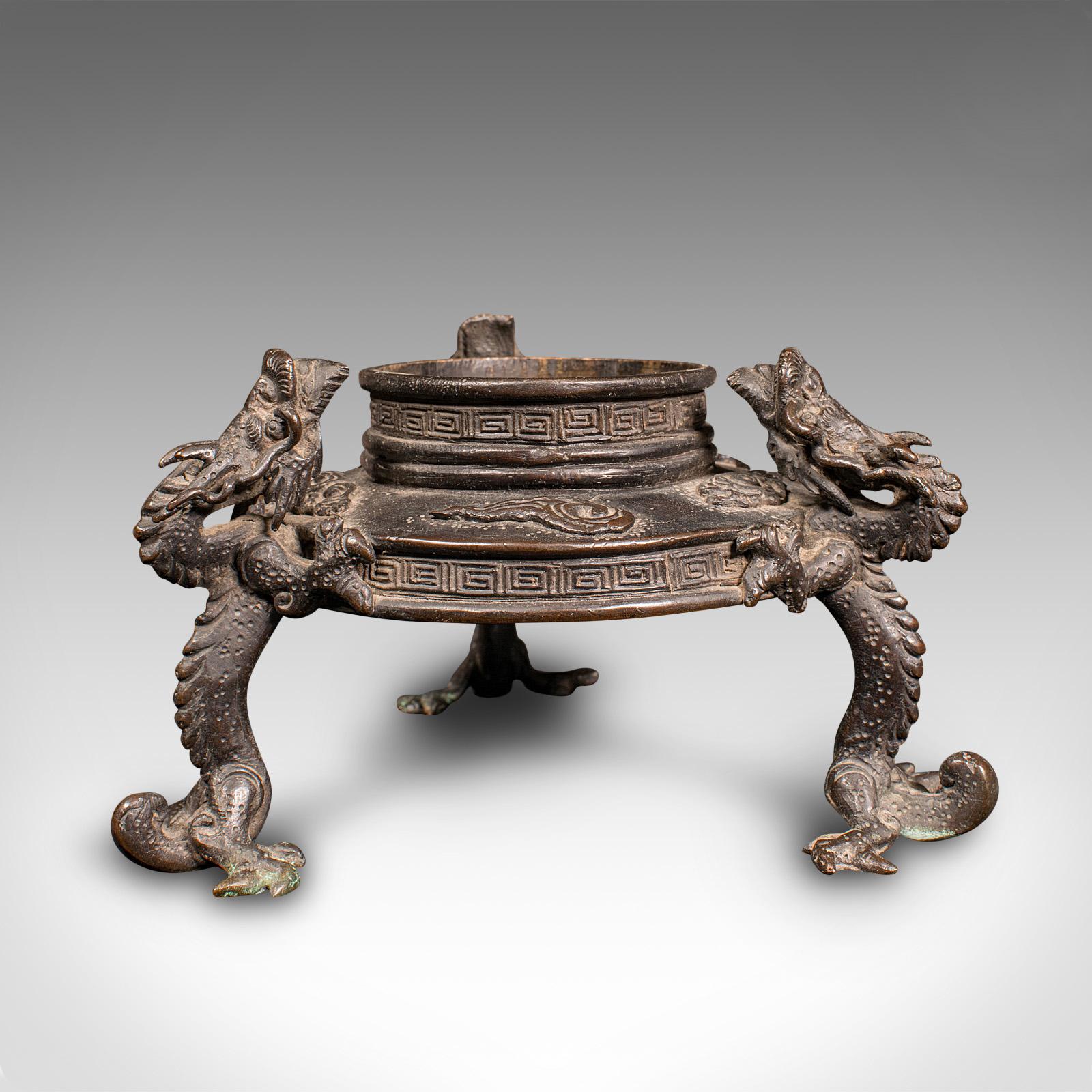 Bol decensoir japonais ancien, bronze, brûleur d'encens, dragon, Edo, victorien en vente 3