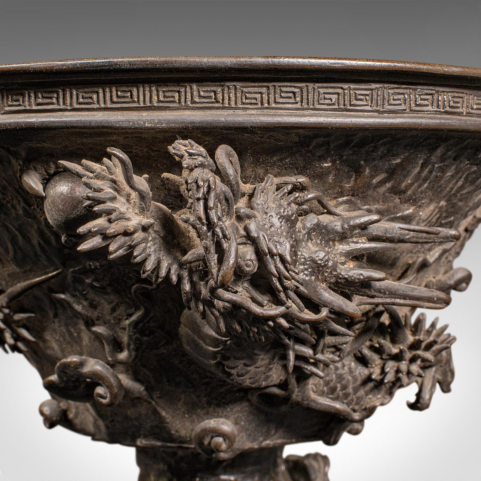 Bol decensoir japonais ancien, bronze, brûleur d'encens, dragon, Edo, victorien en vente 2