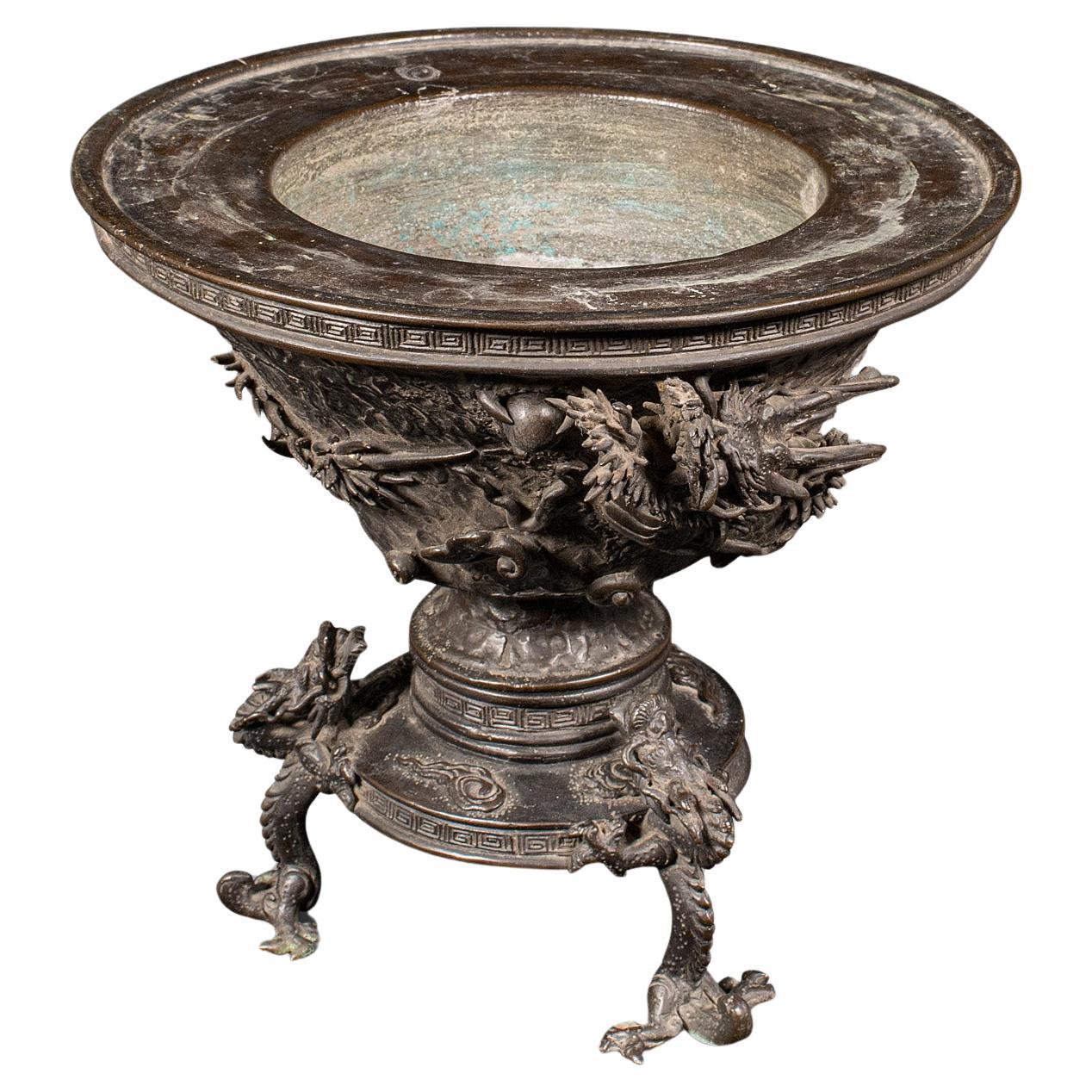 Bol decensoir japonais ancien, bronze, brûleur d'encens, dragon, Edo, victorien en vente