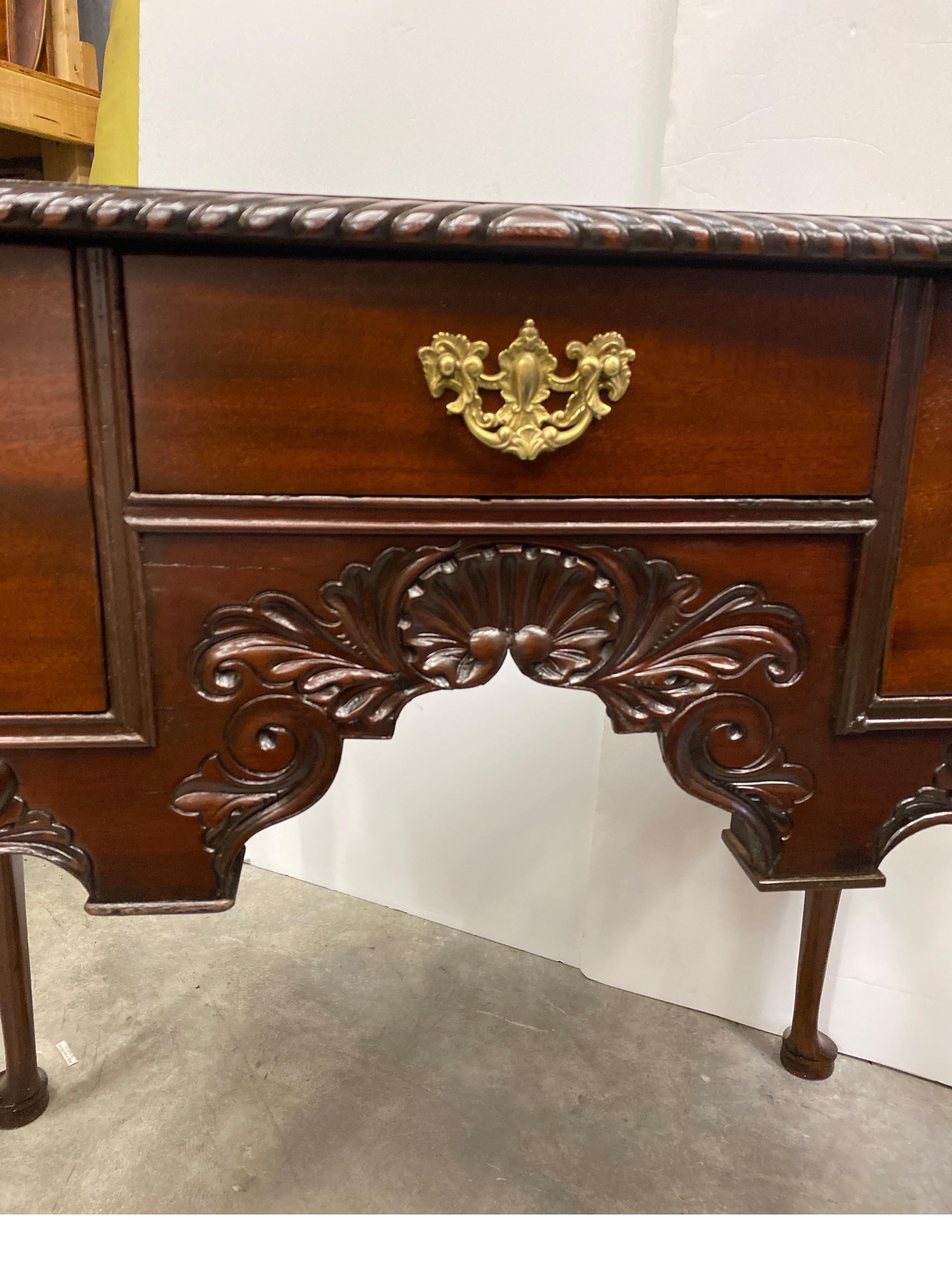 Chippendale Antique Centennial Hand Carved Mahogany Lowboy For Sale