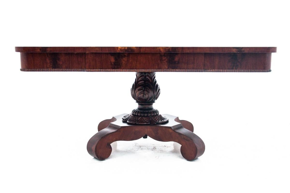 Antique table from around 1870, Northern Europe.

The furniture is in very good condition, after professional renovation.

Made of mahogany wood

Dimensions: height 58 cm / width 120 cm / depth 75 cm
