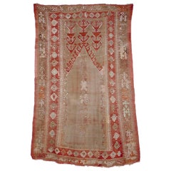Antique Central Anatolian Kilim Prayer Rug in Soft Muted Colors
