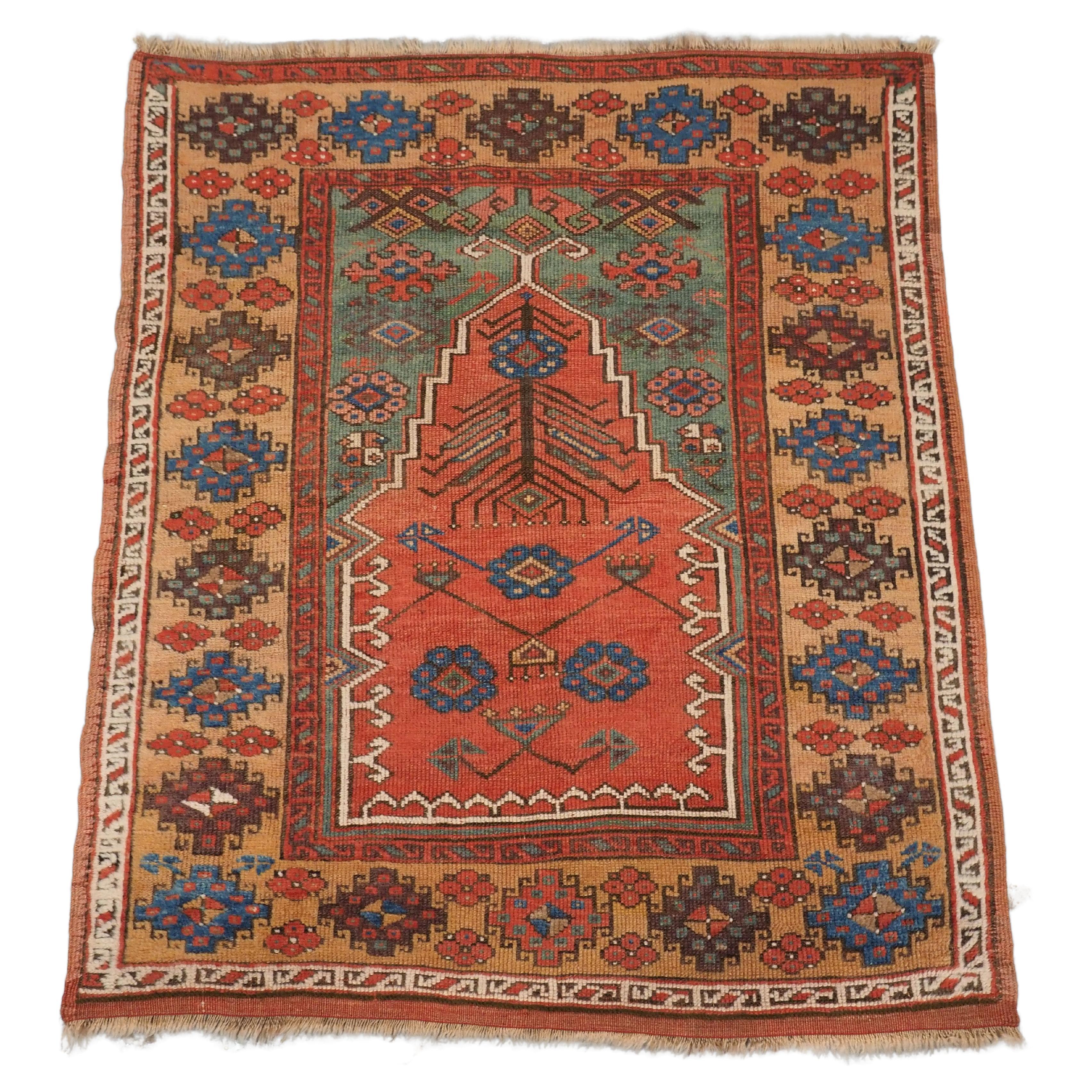 Antique Central Anatolian Konya region village prayer rug.  Circa 1850. For Sale