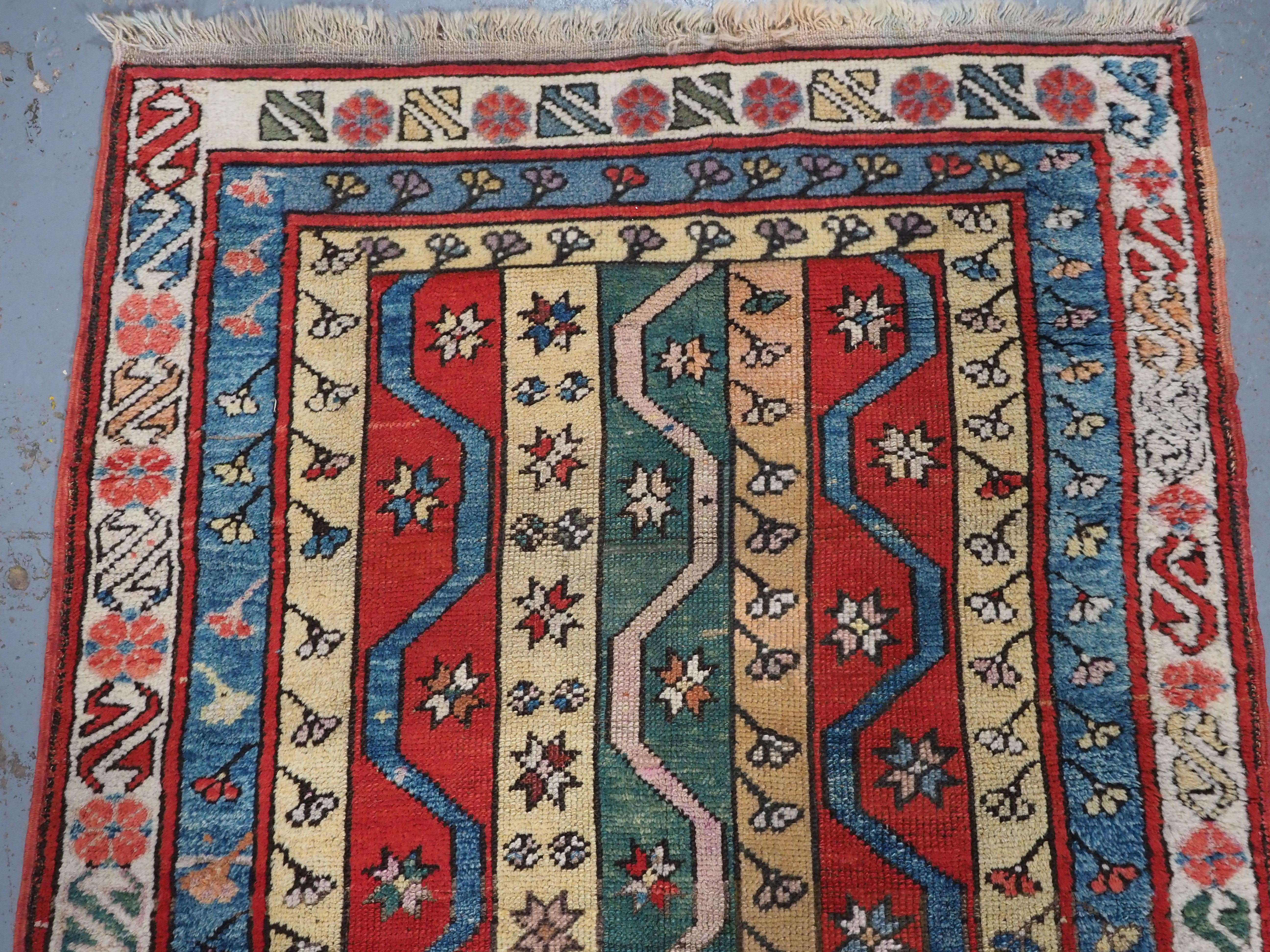 Turkish Antique Central Anatolian Konya region village rug, circa 1920. For Sale