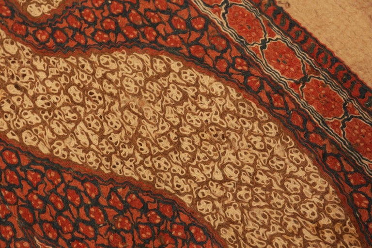 Antique Central Asia Felt Runner Rug. Size 4 ft 6 in x 11 ft 3 in For