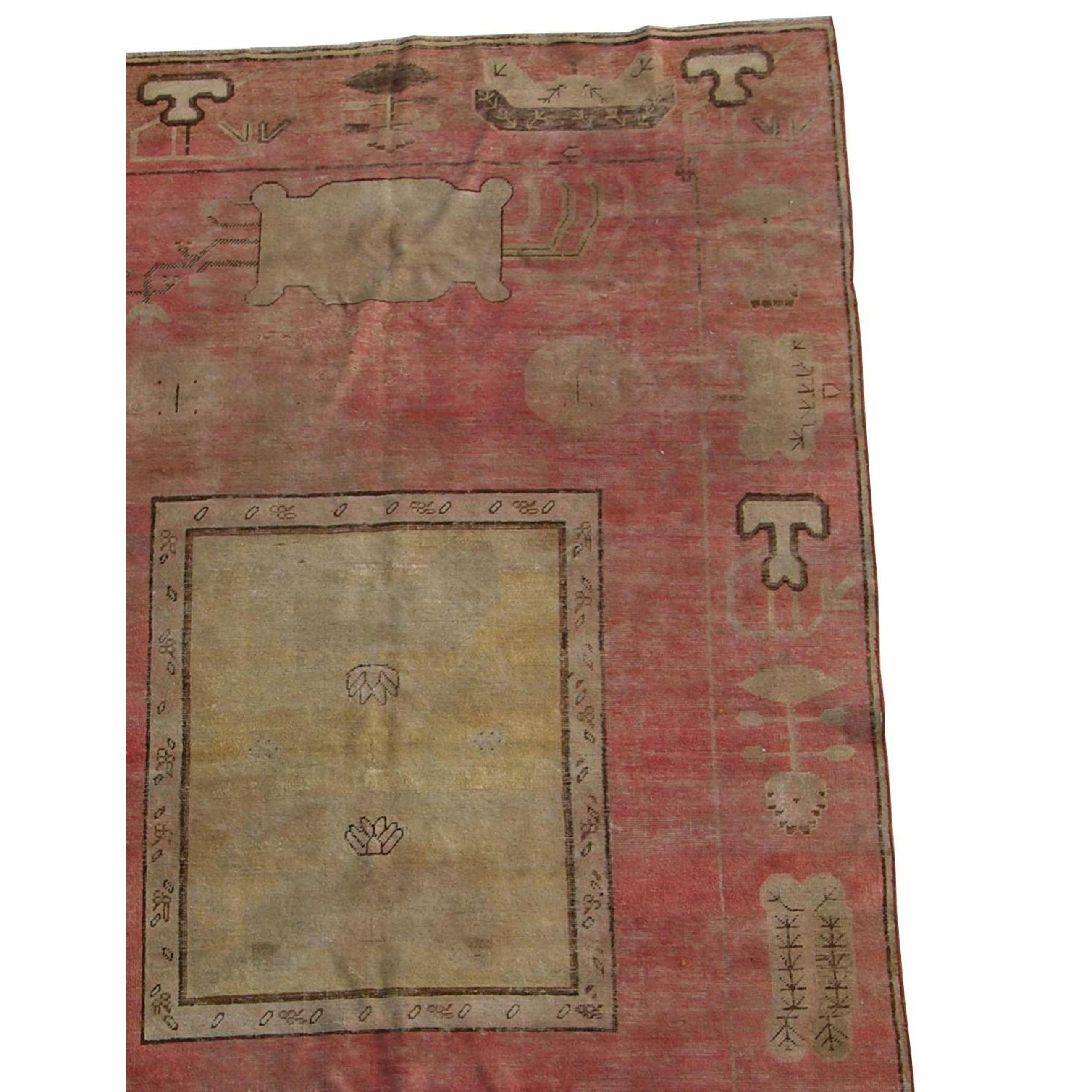 Other Antique Central Asian Khotan Samarkand 10'7'' X 5'6'' For Sale