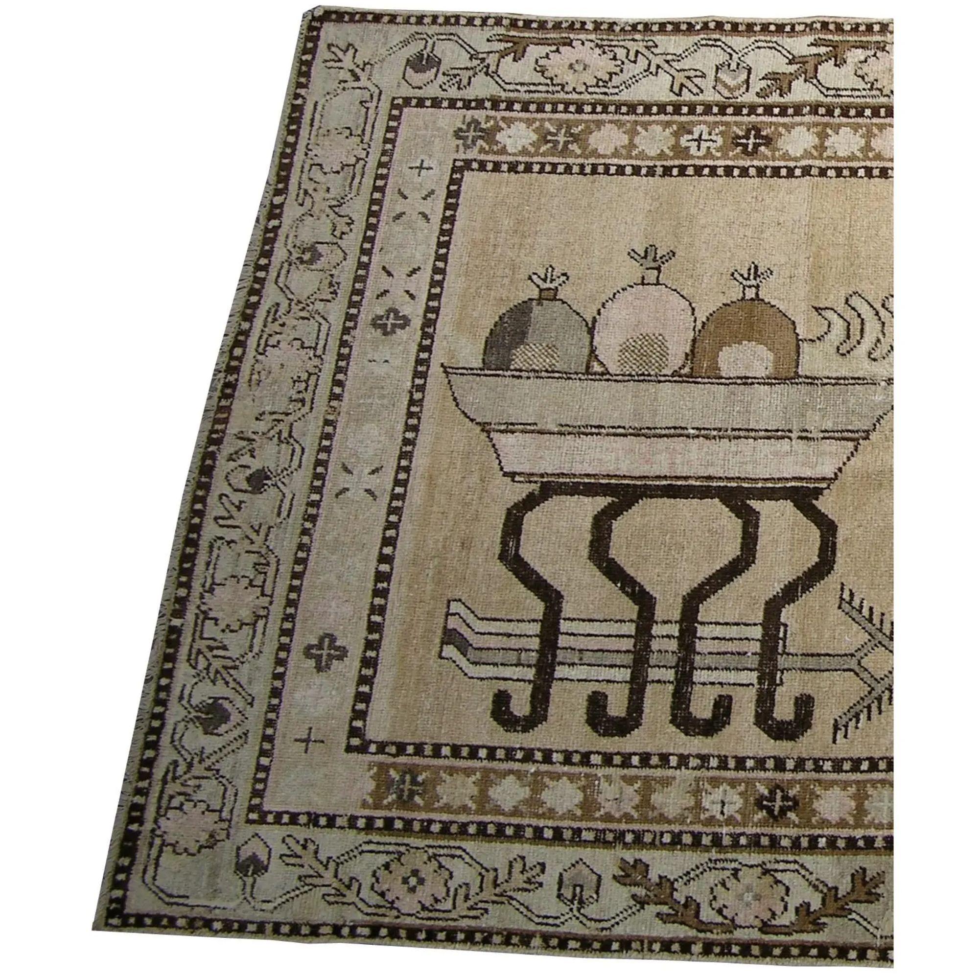 Autre Ancien tapis Khotan Samarkand d'Asie centrale 7'3'' X 4'1'' en vente