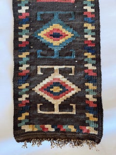 Antique Central Asian Natural Dyed Wool Geometric Tent Band Runner