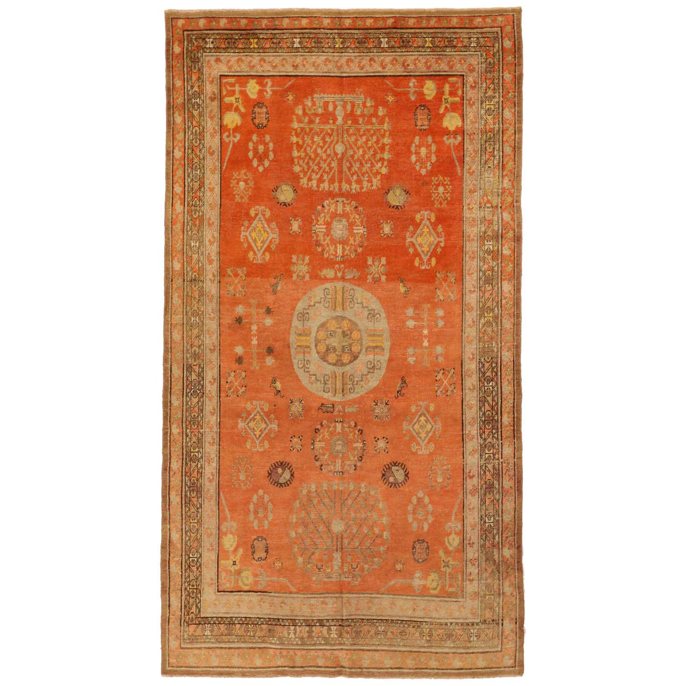 Antique Central Asian Rug Khotan Design with Geometric Field, circa ...