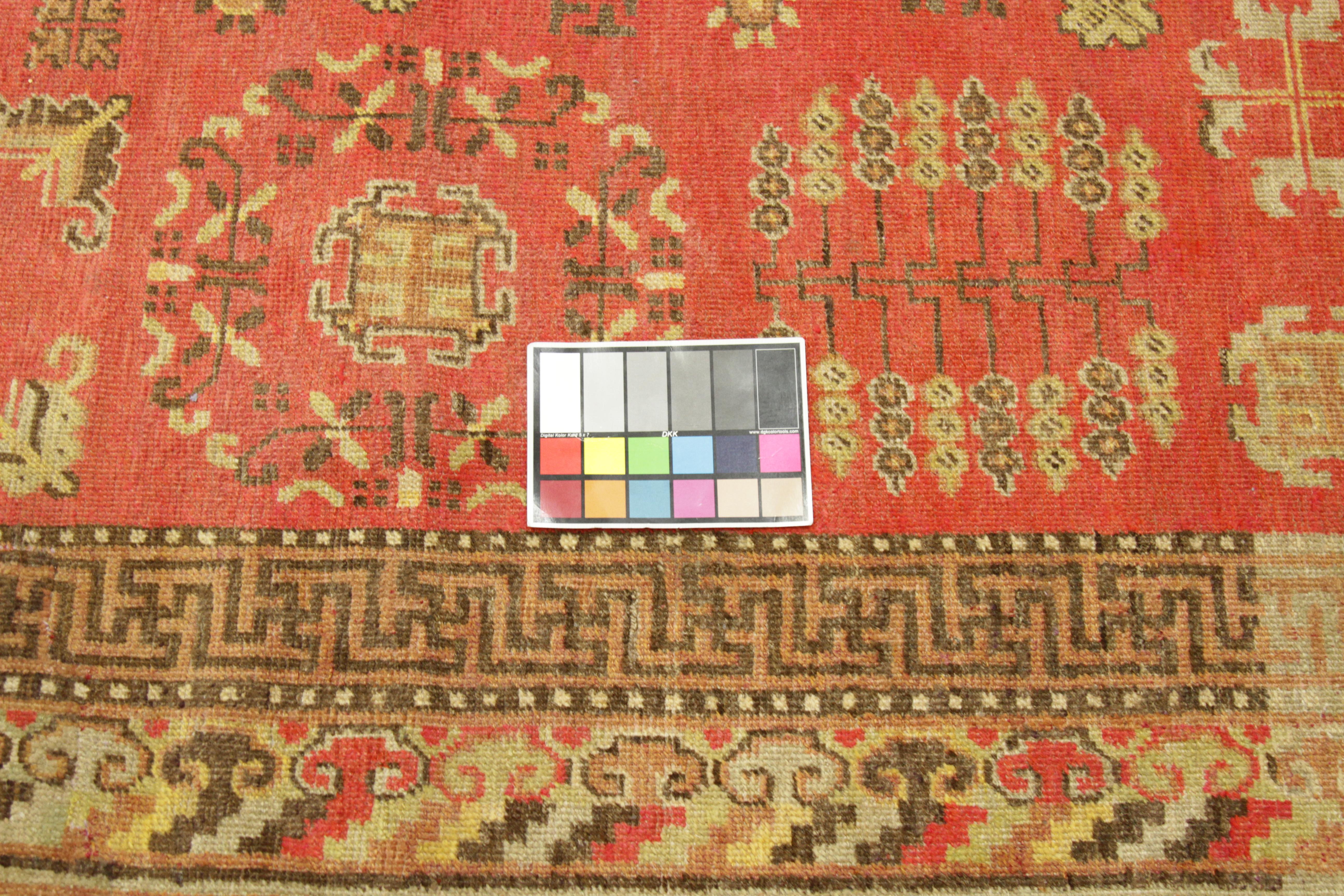 Hand-Knotted Antique Central Asian Rug Khotan Design with Unique Oriental Patterns circa 1920 For Sale