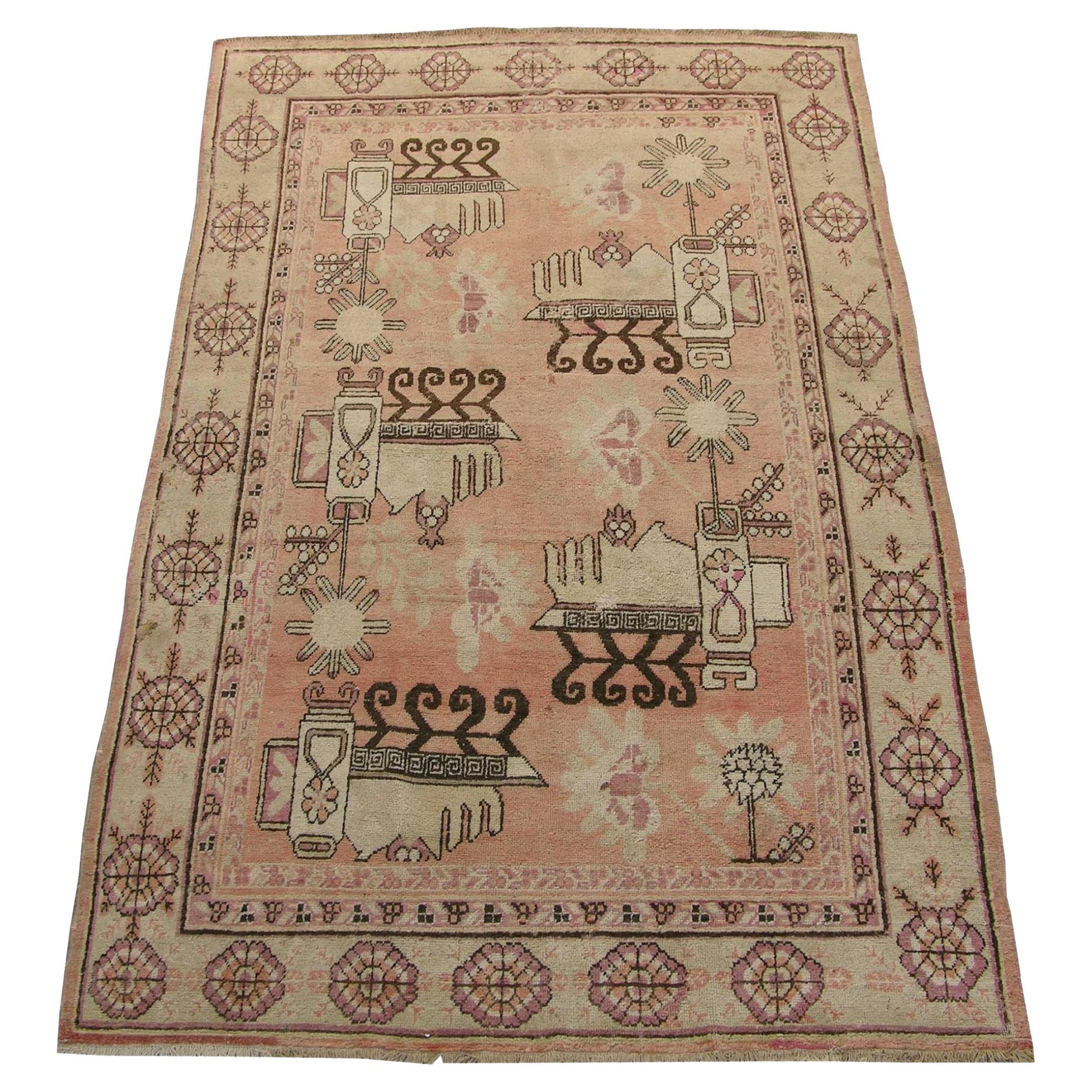 Antique Central Asian Style Tribal Samarkand Rug For Sale