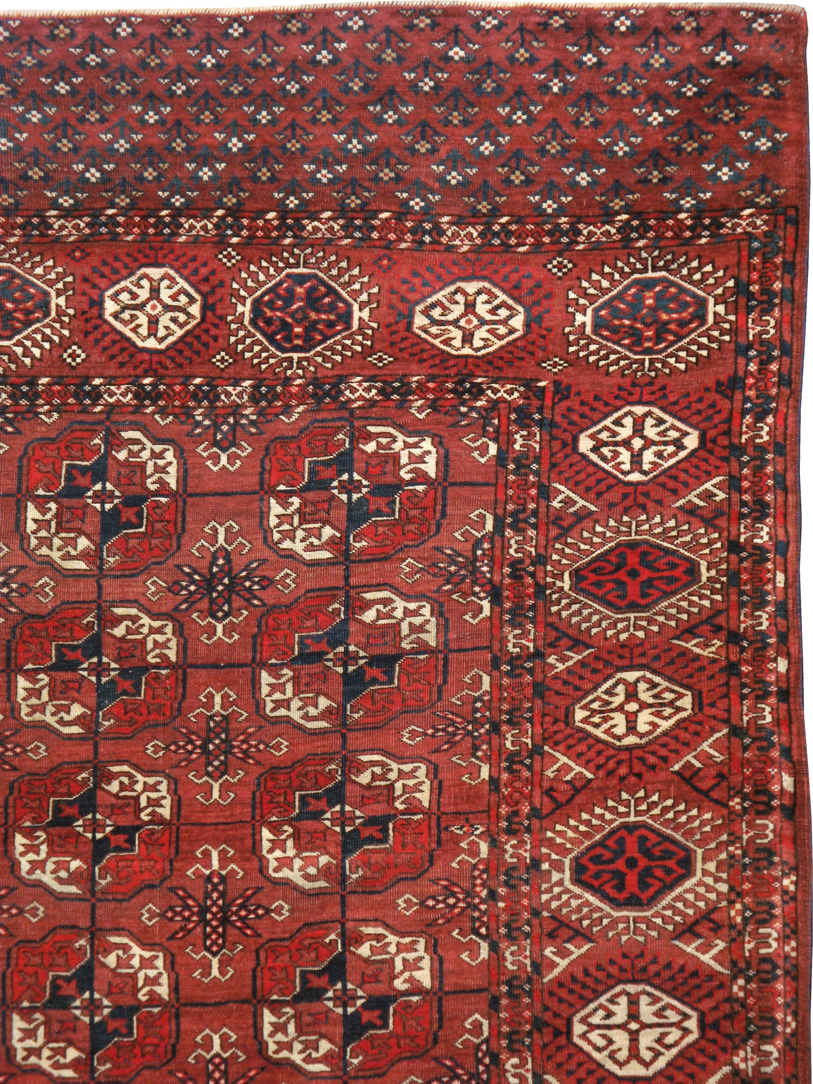 Tribal Antique Central Asian Tekke Carpet For Sale