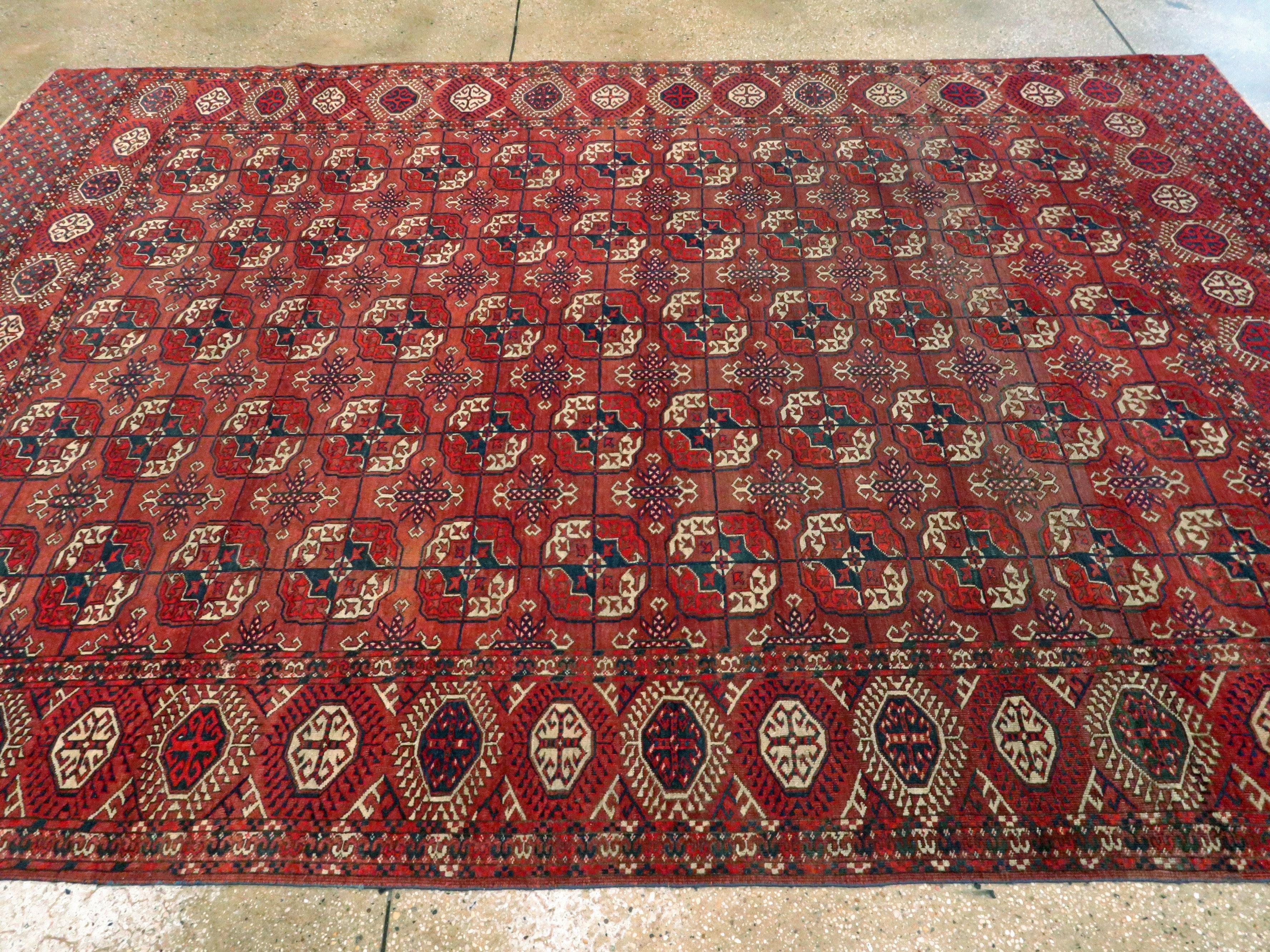 Antique Central Asian Tekke Carpet For Sale 1