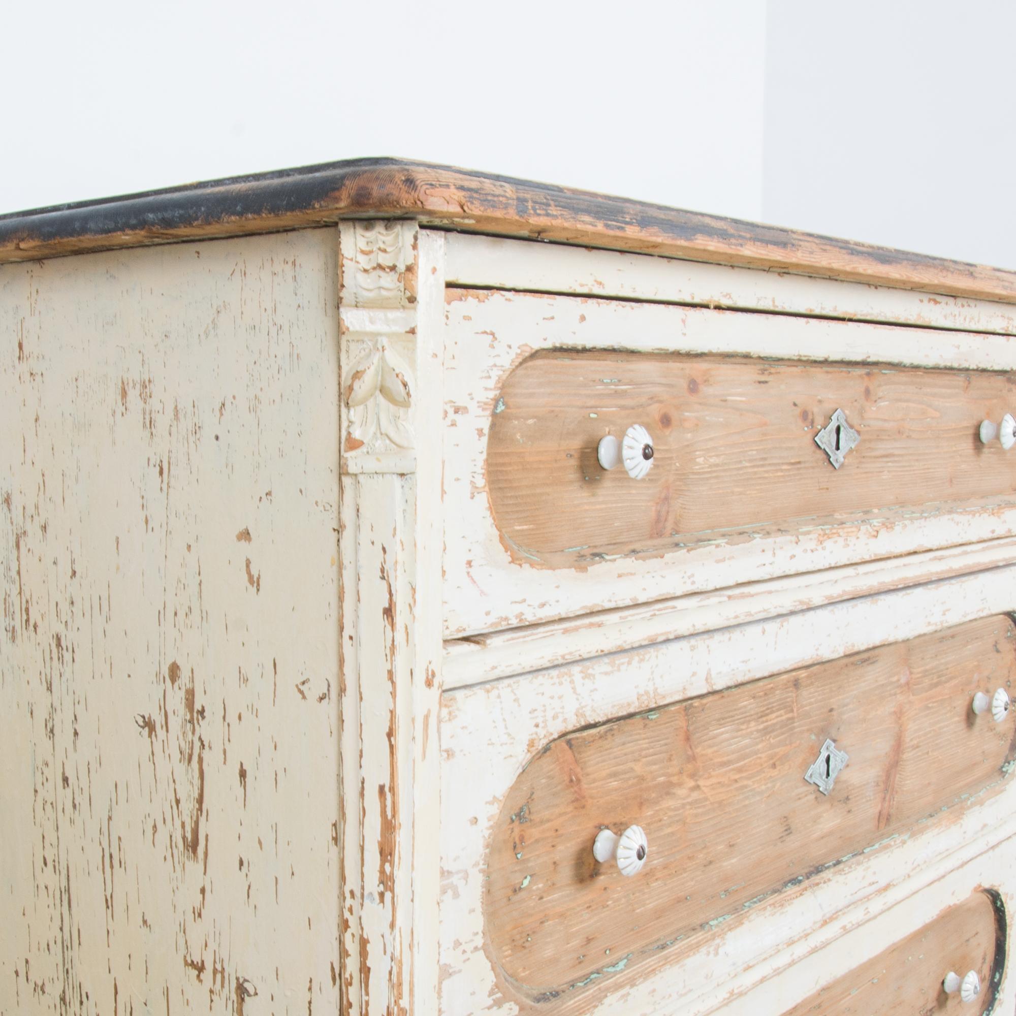 Painted Antique Central European Drawer Chest