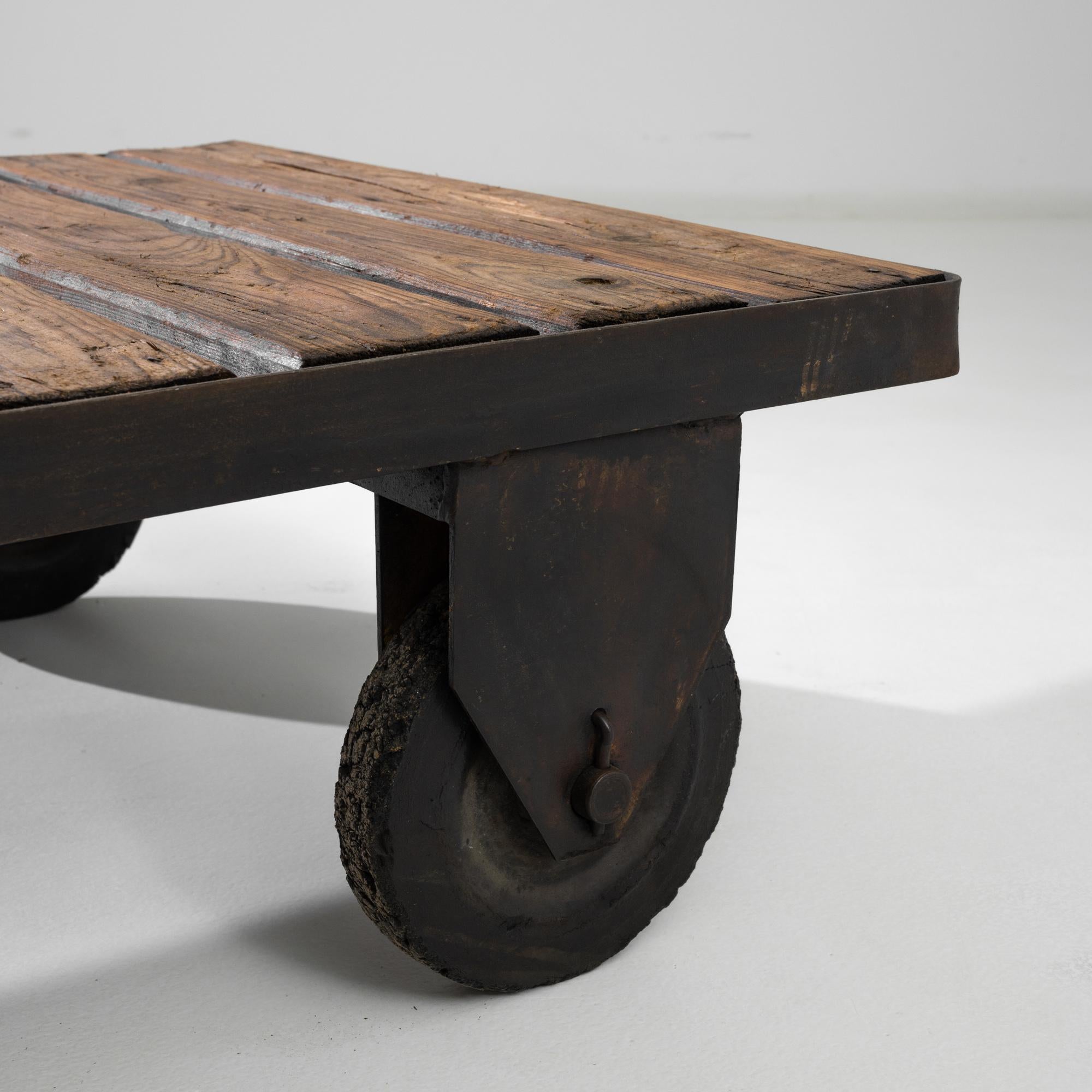 Antique Central European Industrial Cart Coffee Table In Good Condition In High Point, NC
