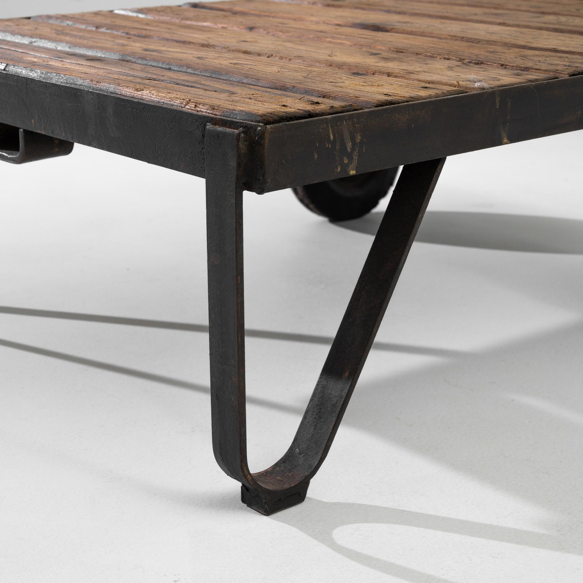 Mid-20th Century Antique Central European Industrial Cart Coffee Table