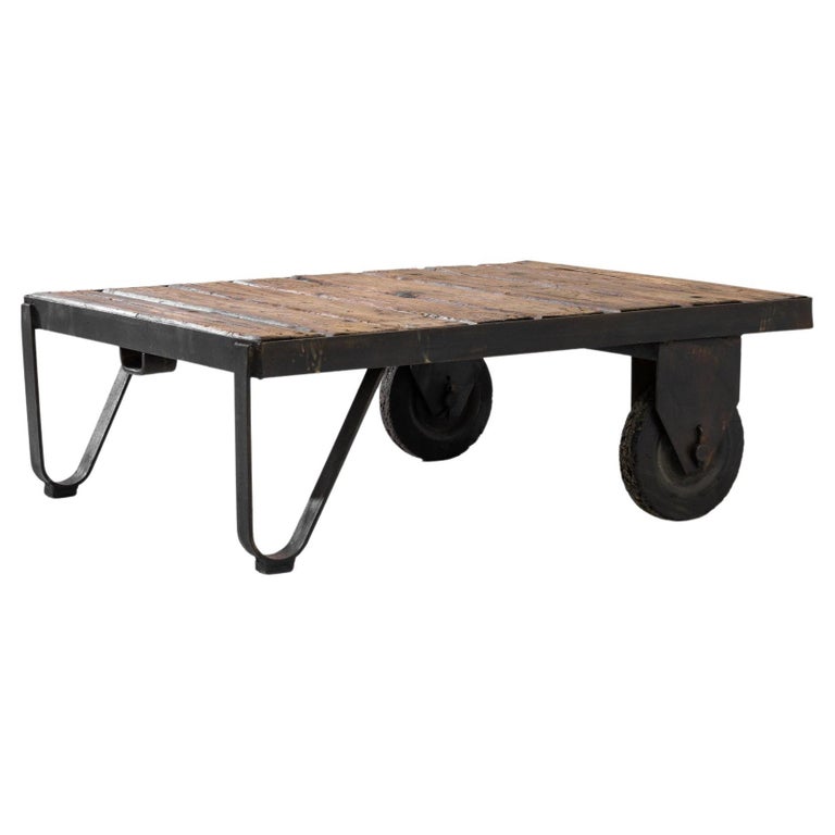Antique Central European Industrial Cart Coffee Table For Sale at 1stDibs