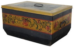 Antique Central Mfg Folk Art Toleware Bread Box Tin Pie Safe Cake Bake Farmhouse