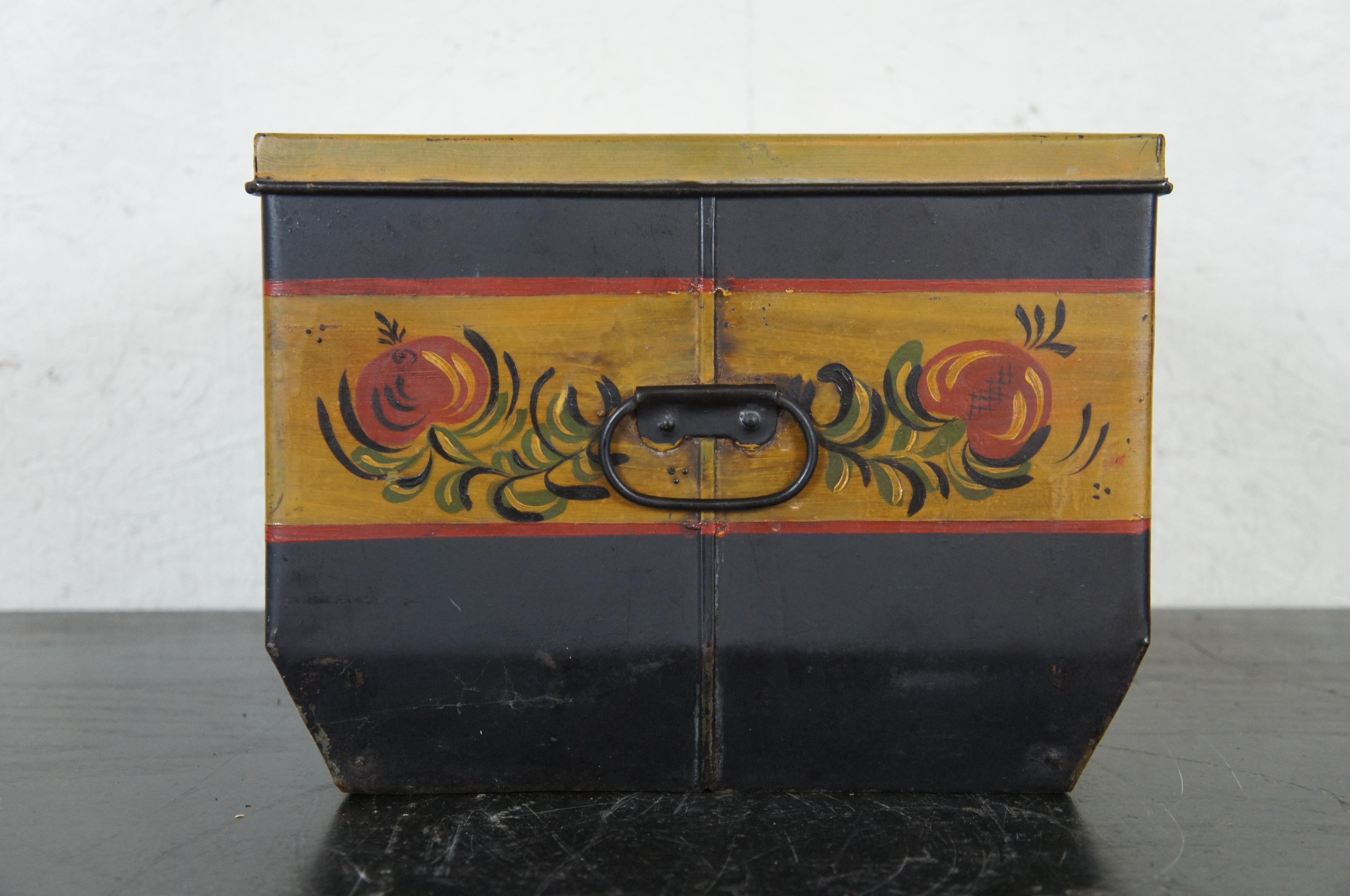 Antique Central Mfg Folk Art Toleware Bread Box Tin Pie Safe Cake Bake Farmhouse 1