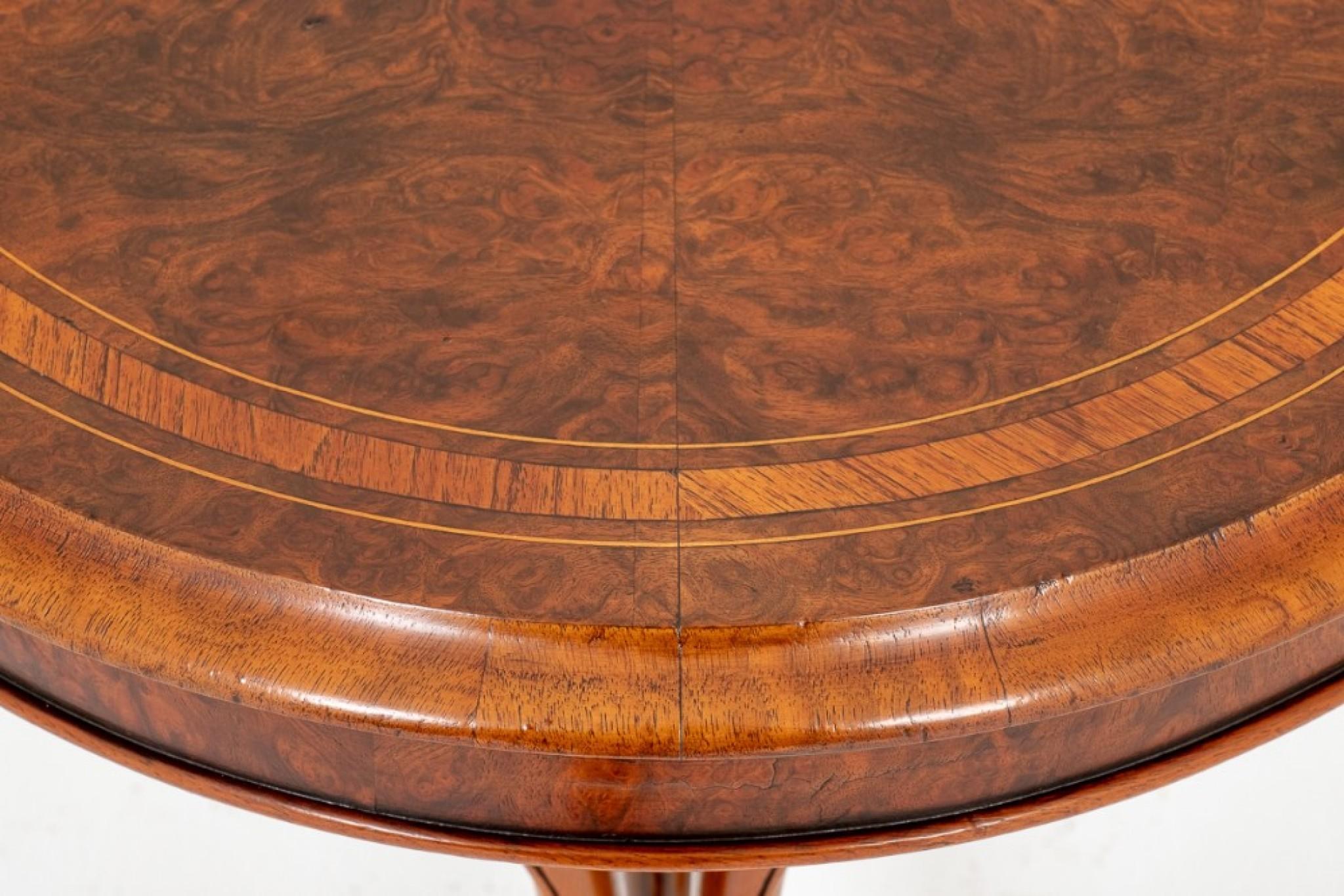 Very Pretty Victorian Burr Walnut Centre table.
1860
Raised upon shaped and carved legs with a turned and carved stretcher rails and carved supports.
The top of the table with high quality Burr Walnut Veneers, satinwood crossbanding and Boxwood