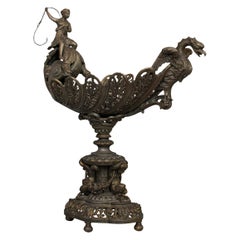 Antique Centrepiece, Classical Taste, French, Bronze Spelter, Bowl, Victorian