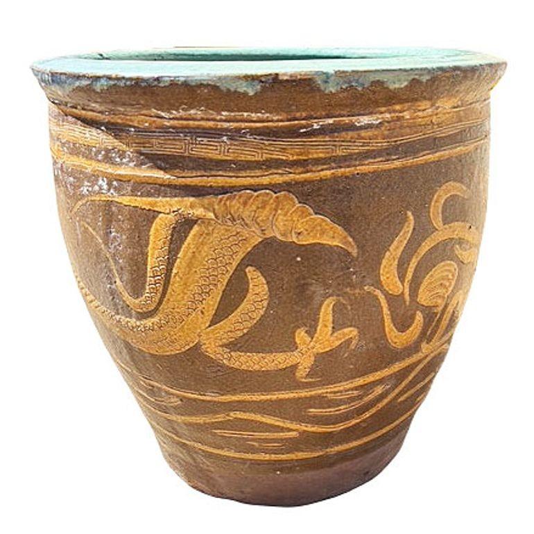 Antike Jahrhundert Chinesisch Ei Kunst Töpferei Halter Vogel & Drache Jardinière Pflanzer im Angebot 3