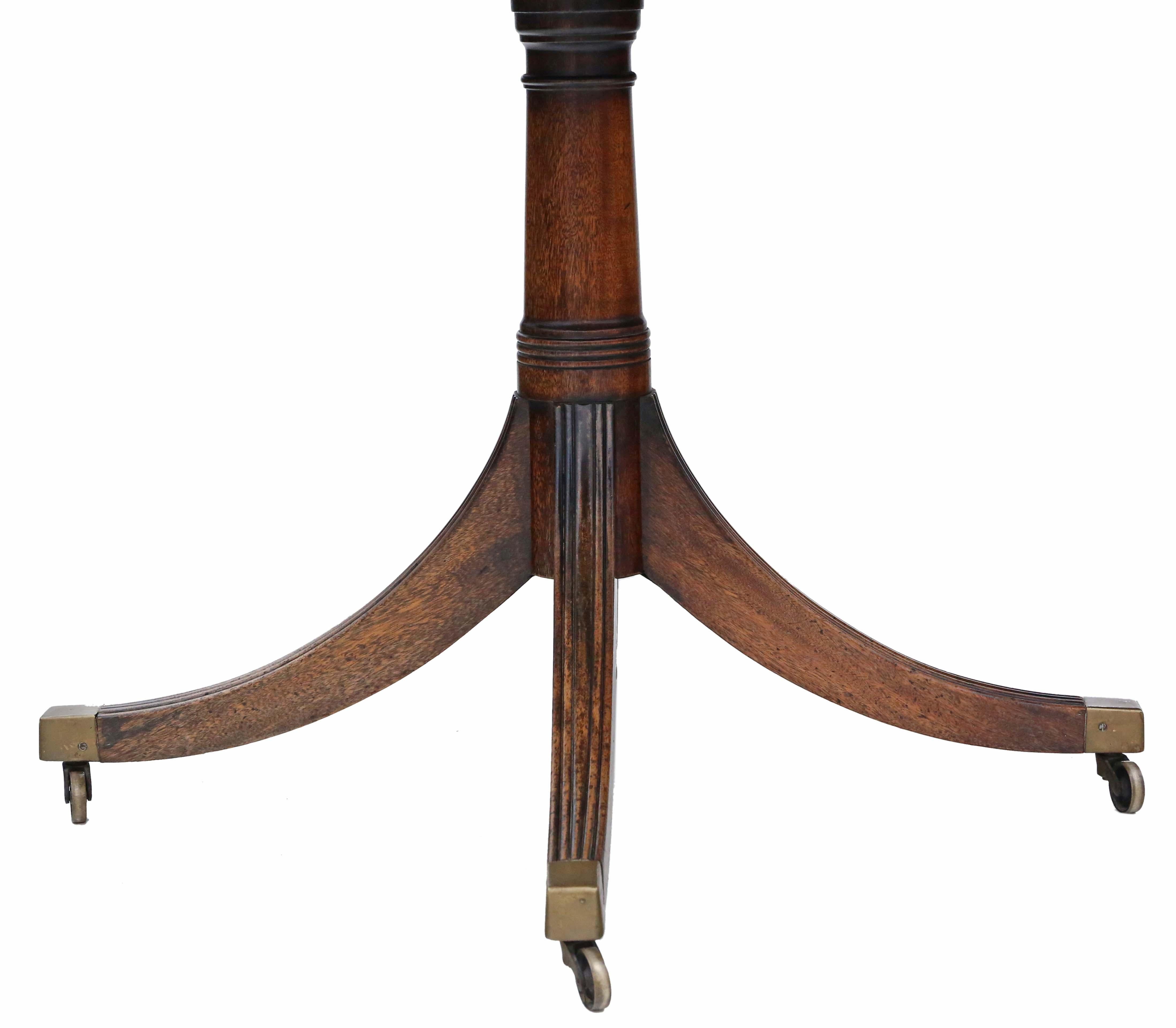 Ancienne table à manger à rallonge en acajou de la fin du 19e siècle, double piédestal, ~8'9