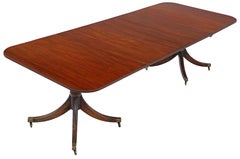 Antique Century Mahogany Extending Dining Table Double Pedestal, Large 8'9"