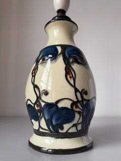 Antique Art Nouveau Cream Organic Decor Table Lamp, 1920s