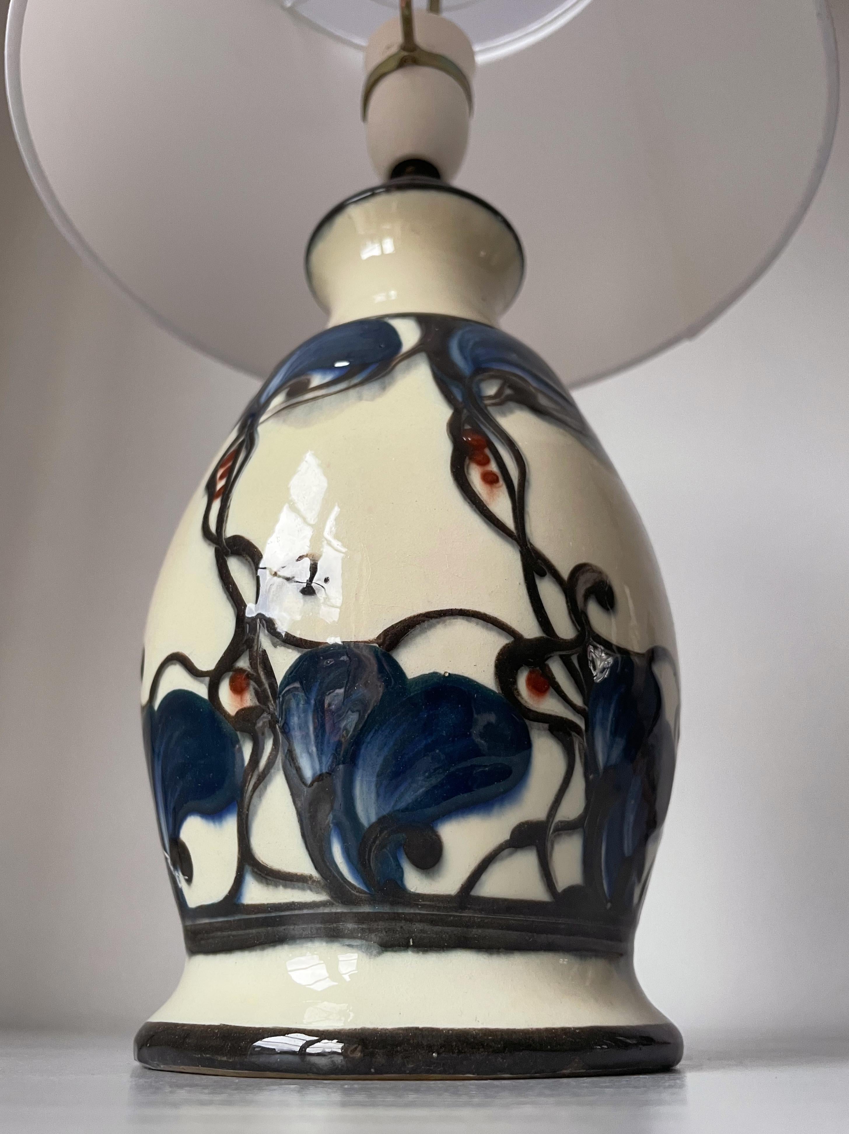 Antique Art Nouveau Cream Organic Decor Table Lamp, 1920s 1