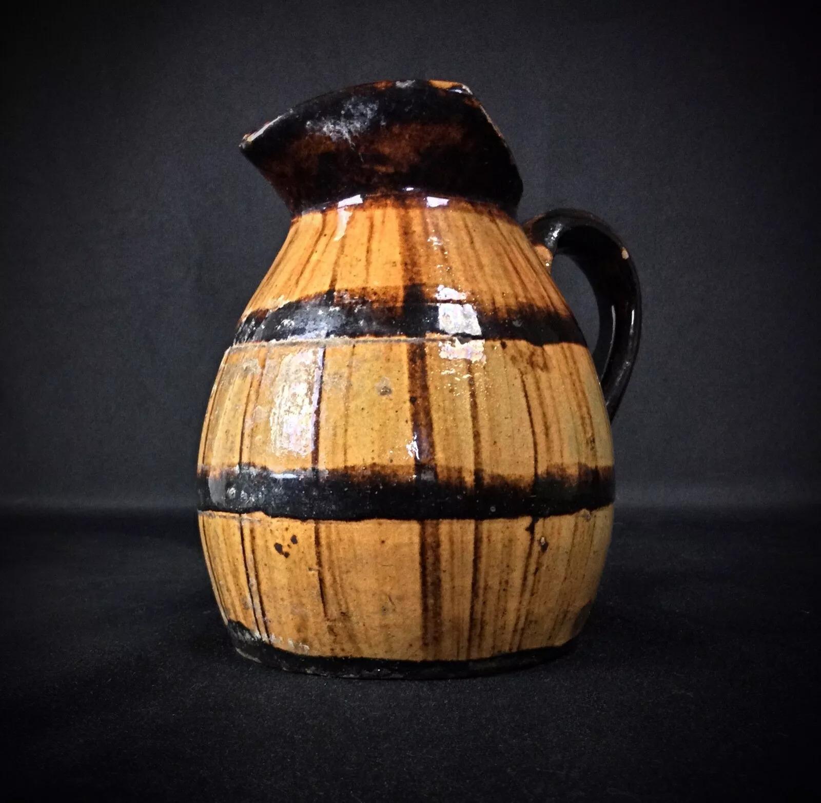 Jarra de cerámica antigua en forma de barril - Encantador diseño vintage - 2Y272 en venta 4