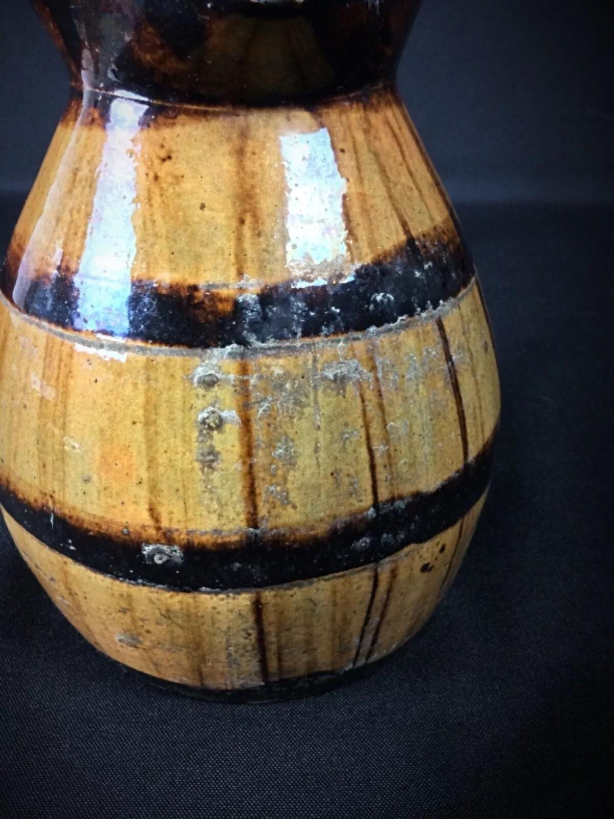 Jarra de cerámica antigua en forma de barril - Encantador diseño vintage - 2Y272 en venta 3