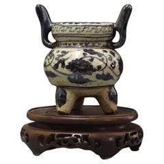Antique Ceramic Blue White Branches Burner