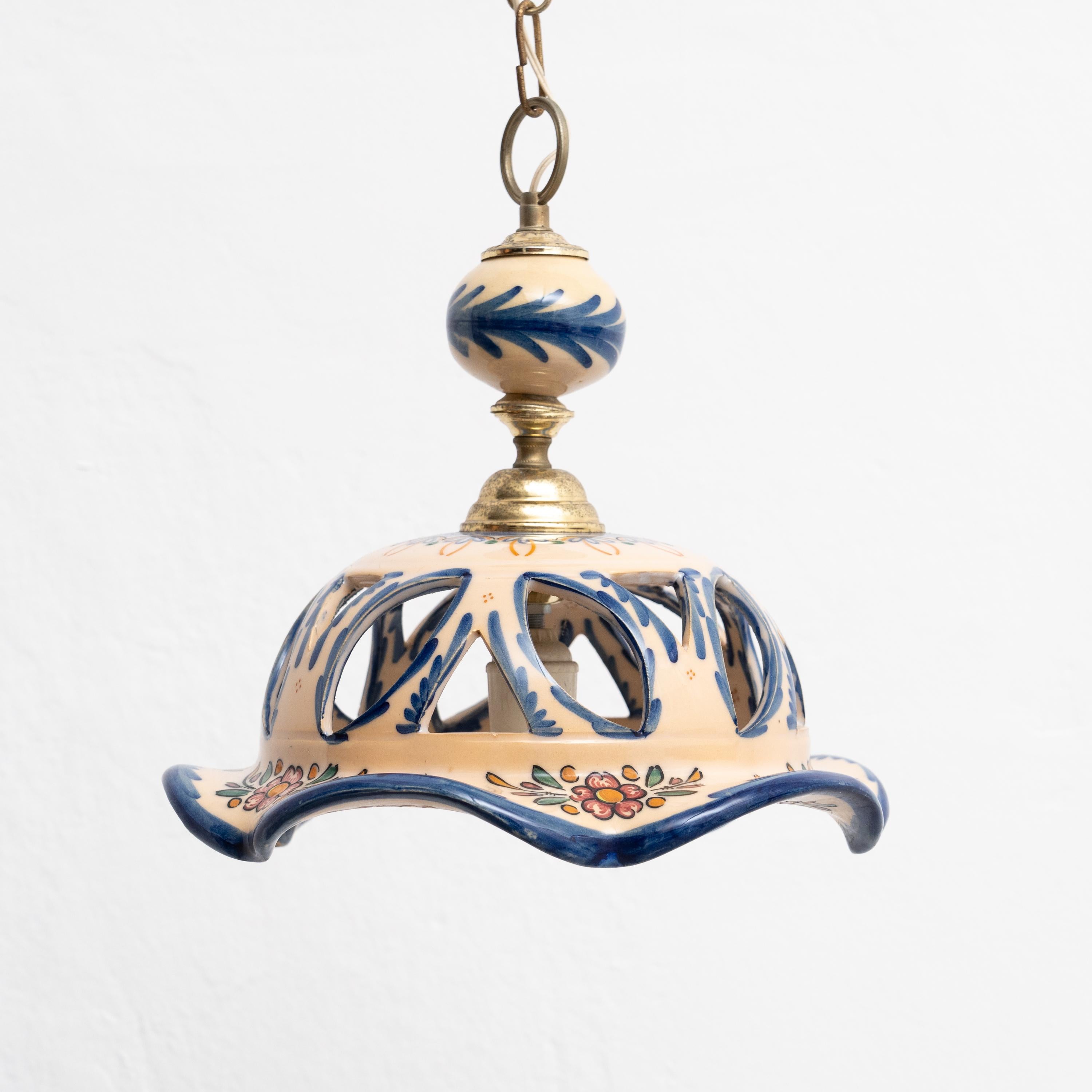 Antique Ceramic Ceiling Lamp, circa 1980 6